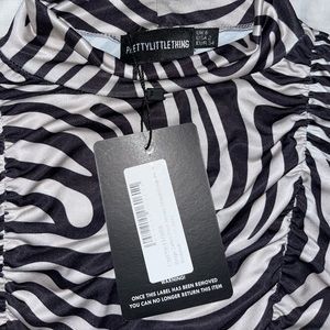 PrettyLittleThings High Neck Zebra Print Bodysuit